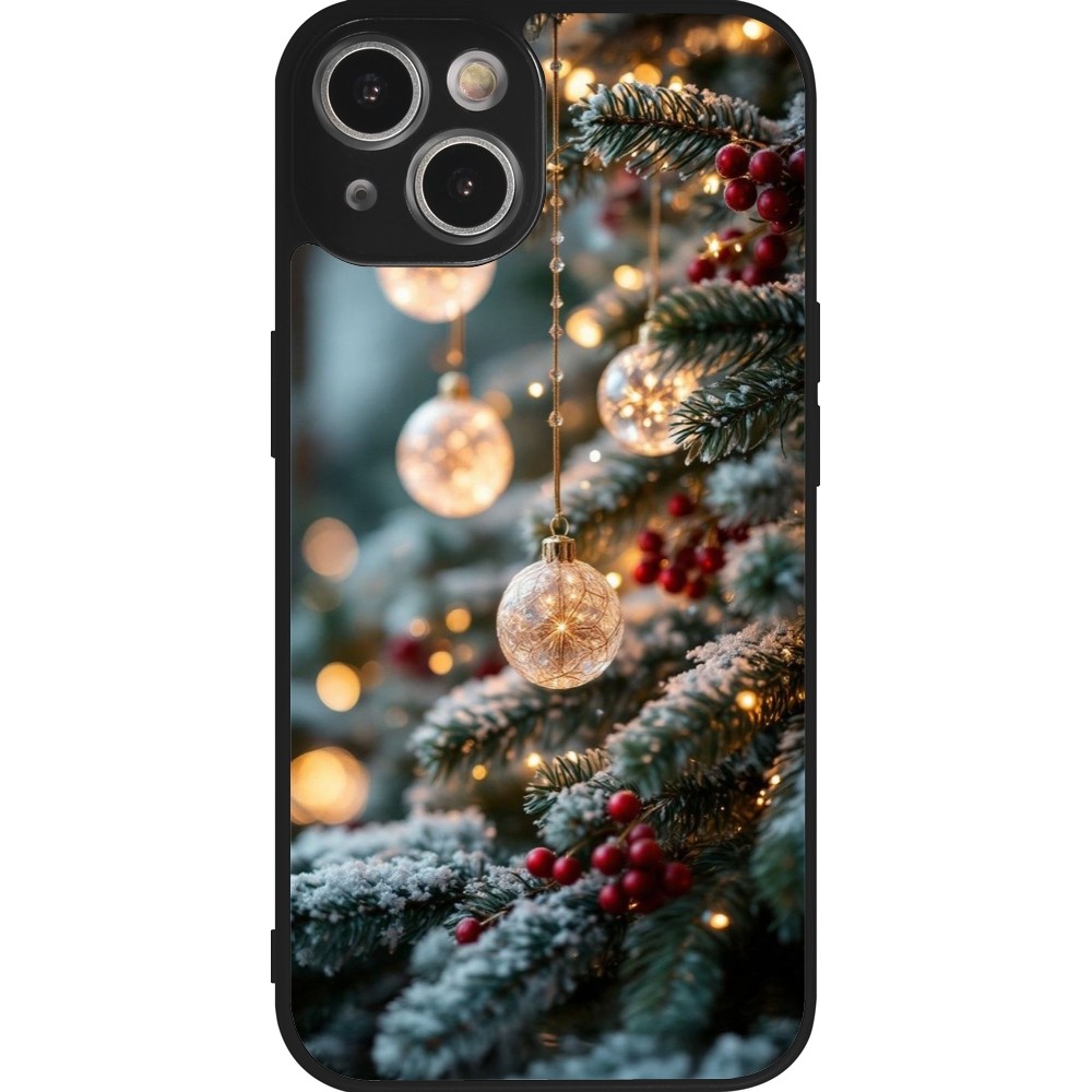Coque iPhone 14 - Silicone rigide noir Christmas 25 Xmas Decorated Tree