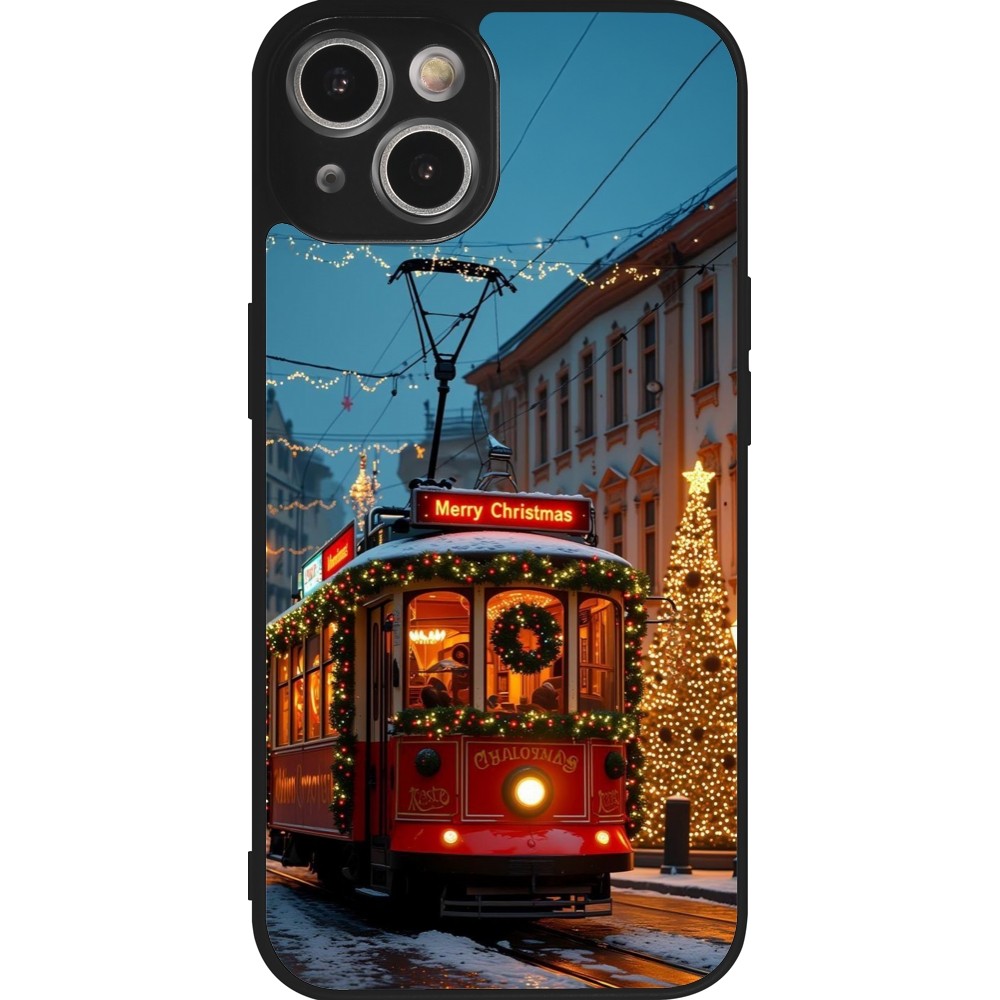 Coque iPhone 14 - Silicone rigide noir Christmas 25 Xmas Train