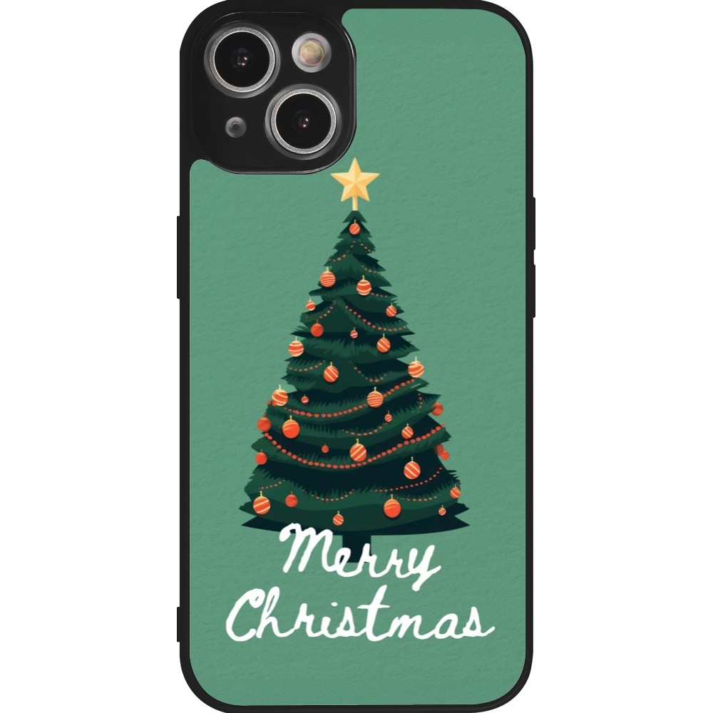 Coque iPhone 14 - Silicone rigide noir Christmas 25 Xmas Tree