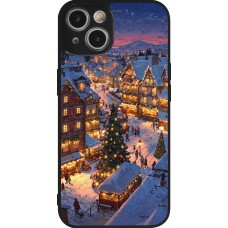 Coque iPhone 14 - Silicone rigide noir Christmas 25 Xmas Village