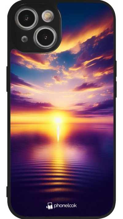 iPhone 14 Case Hülle - Silikon schwarz Sonnenuntergang gelb violett