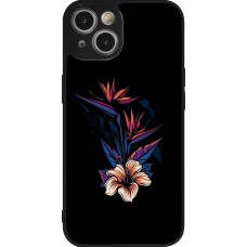 Coque iPhone 14 - Silicone rigide noir Dark Flowers