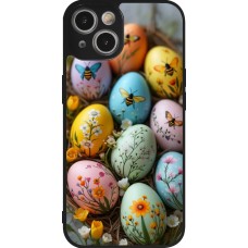 Coque iPhone 14 - Silicone rigide noir Easter 2026 Eggs with bees