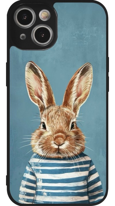Coque iPhone 14 - Silicone rigide noir Easter 2026 Rabbit navy