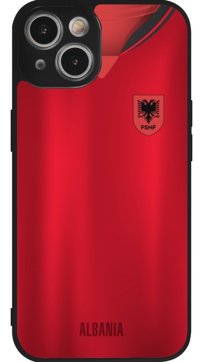 Coque iPhone 14 - Silicone rigide noir Maillot de football Albanie personnalisable