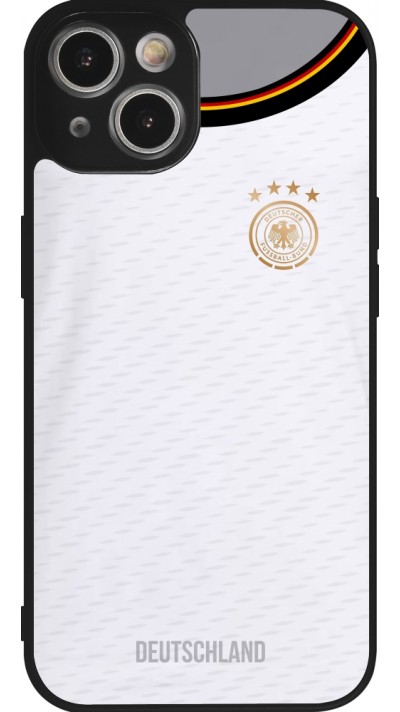 Coque iPhone 14 - Silicone rigide noir Maillot de football Allemagne 2022 personnalisable