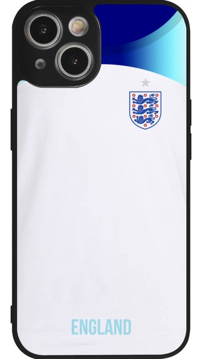 Coque iPhone 14 - Silicone rigide noir Maillot de football Angleterre 2022 personnalisable