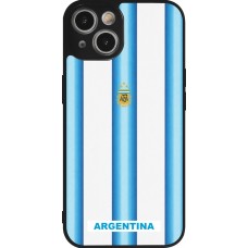 Coque iPhone 14 - Silicone rigide noir Maillot de football Argentine 2026 personnalisable