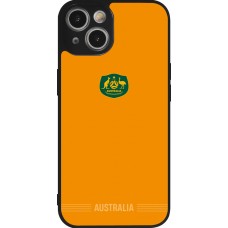 Coque iPhone 14 - Silicone rigide noir Maillot de football Australie 2026 personnalisable