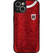 Coque iPhone 14 - Silicone rigide noir Maillot de football Autriche personnalisable