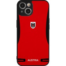 Coque iPhone 14 - Silicone rigide noir Maillot de football Autriche 2026 personnalisable