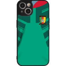 Coque iPhone 14 - Silicone rigide noir Maillot de football Cameroun 2022 personnalisable