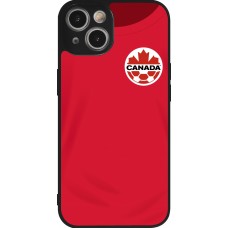 Coque iPhone 14 - Silicone rigide noir Maillot de football Canada 2022 personnalisable