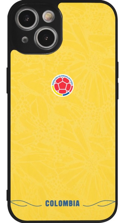 Coque iPhone 14 - Silicone rigide noir Maillot de football Colombie 2026 personnalisable