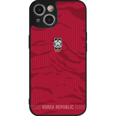Coque iPhone 14 - Silicone rigide noir Maillot de football Corée du Sud 2026 personnalisable