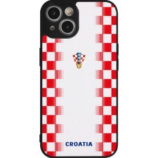 Coque iPhone 14 - Silicone rigide noir Maillot de football Croatie 2026 personnalisable