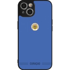 Coque iPhone 14 - Silicone rigide noir Maillot de football Curaçao 2026 personnalisable