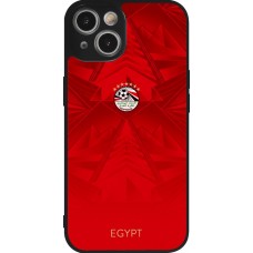 Coque iPhone 14 - Silicone rigide noir Maillot de football Égypte 2026 personnalisable