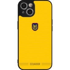 Coque iPhone 14 - Silicone rigide noir Maillot de football Équateur 2026 personnalisable