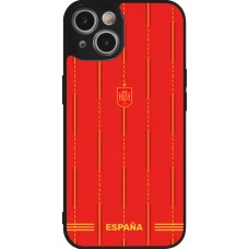 Coque iPhone 14 - Silicone rigide noir Maillot de football Espagne 2026 personnalisable