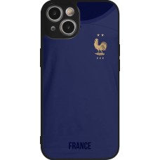 Coque iPhone 14 - Silicone rigide noir Maillot de football France 2022 personnalisable