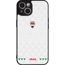 Coque iPhone 14 - Silicone rigide noir Maillot de football Irak 2026 personnalisable