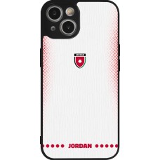 Coque iPhone 14 - Silicone rigide noir Maillot de football Jordanie 2026 personnalisable