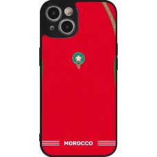 Coque iPhone 14 - Silicone rigide noir Maillot de football Maroc 2026 personnalisable