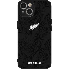 Coque iPhone 14 - Silicone rigide noir Maillot de football Nouvelle-Zélande 2026 personnalisable