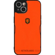 Coque iPhone 14 - Silicone rigide noir Maillot de football Pays-Bas 2026 personnalisable