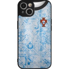 Coque iPhone 14 - Silicone rigide noir Maillot de football Portugal Extérieur personnalisable