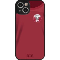 Coque iPhone 14 - Silicone rigide noir Maillot de football Qatar 2022 personnalisable