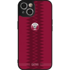 Coque iPhone 14 - Silicone rigide noir Maillot de football Qatar 2026 personnalisable