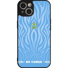 Coque iPhone 14 - Silicone rigide noir Maillot de football RD Congo 2026 personnalisable