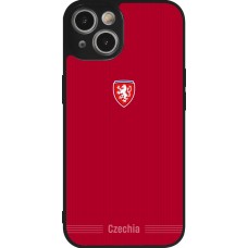 Coque iPhone 14 - Silicone rigide noir Maillot de football Répuplique Tchèque 2026 personnalisable