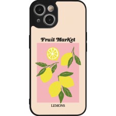 Coque iPhone 14 - Silicone rigide noir Fruit market lemons 2026