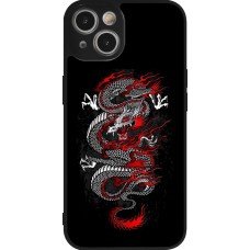 Coque iPhone 14 - Silicone rigide noir Japanese style Dragon Tattoo Red Black