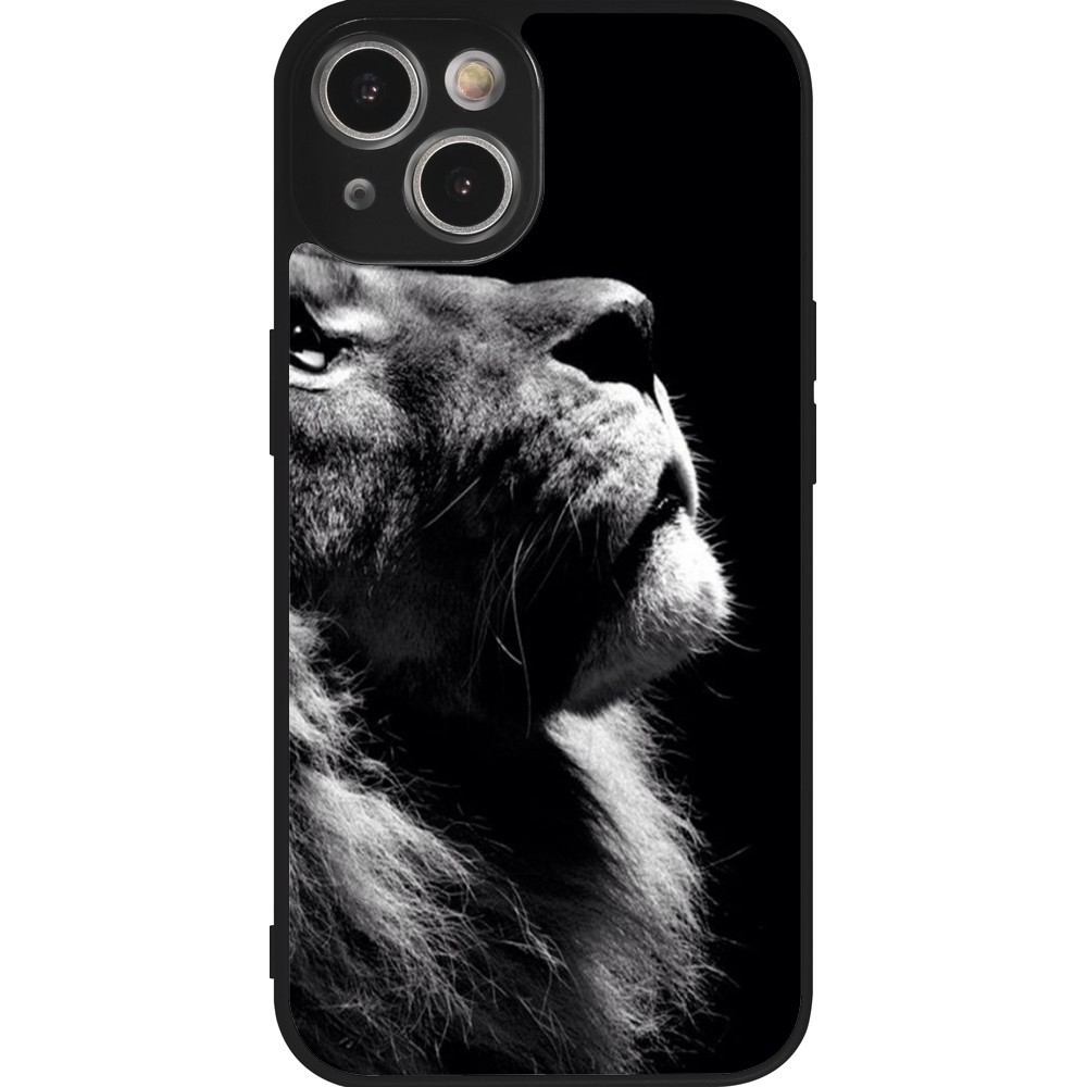 iPhone 14 Case Hülle - Silikon schwarz Lion looking up