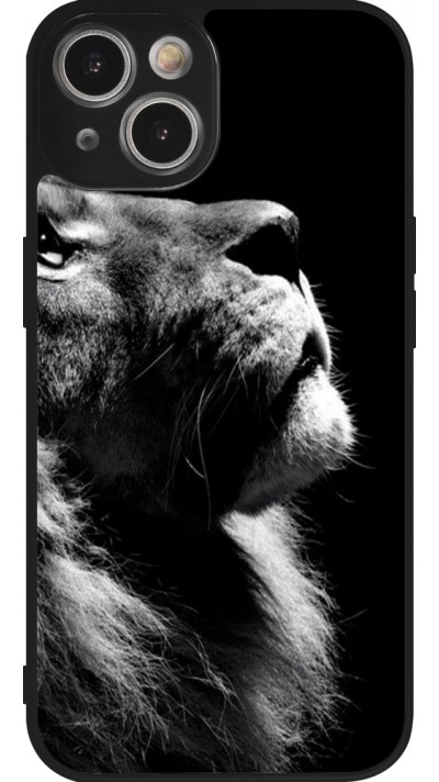 Coque iPhone 14 - Silicone rigide noir Lion looking up