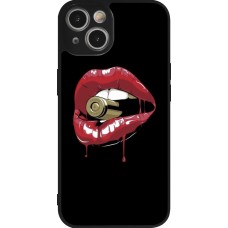 iPhone 14 Case Hülle - Silikon schwarz Lips bullet