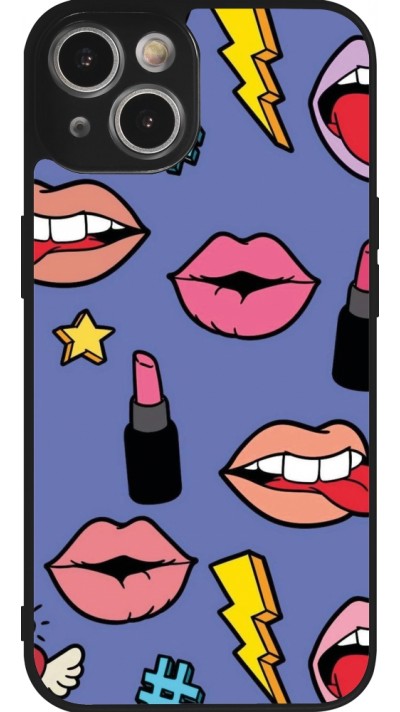 Coque iPhone 14 - Silicone rigide noir Lips and lipgloss
