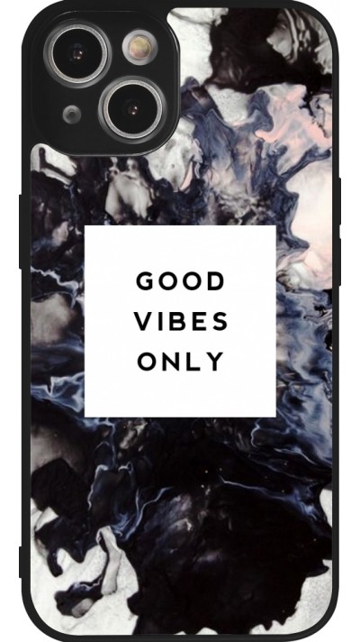 iPhone 14 Case Hülle - Silikon schwarz Marble Good Vibes Only