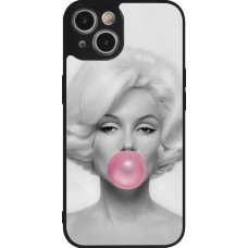 Coque iPhone 14 - Silicone rigide noir Marilyn Bubble