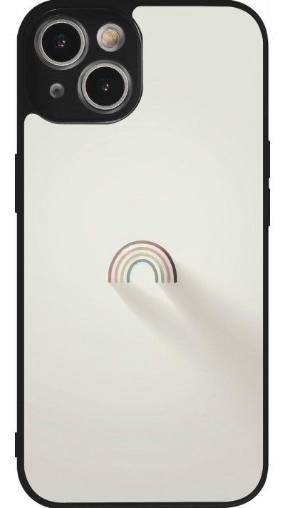 iPhone 14 Case Hülle - Silikon schwarz Mini Regenbogen Minimal