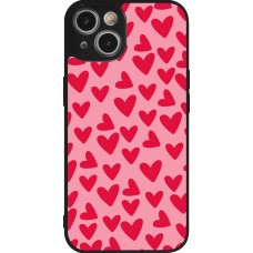 Coque iPhone 14 - Silicone rigide noir Mom 2024 petits coeurs