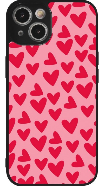 iPhone 14 Case Hülle - Silikon schwarz Mom 2024 kleine Herzen