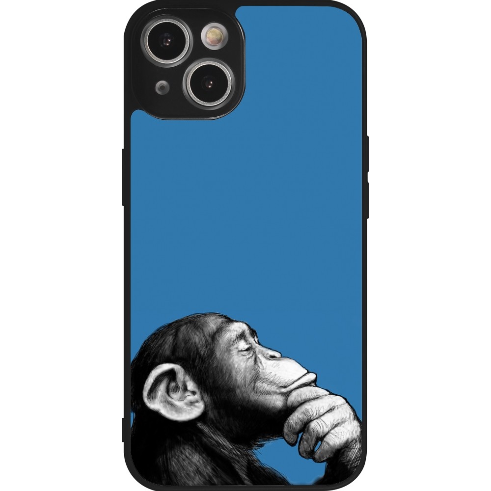 iPhone 14 Case Hülle - Silikon schwarz Monkey Pop Art