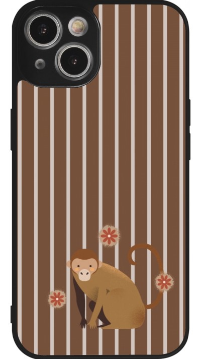 Coque iPhone 14 - Silicone rigide noir Monkey with stripes