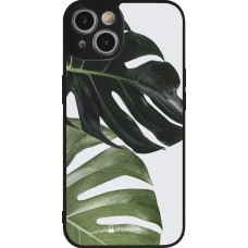 iPhone 14 Case Hülle - Silikon schwarz Monstera Plant