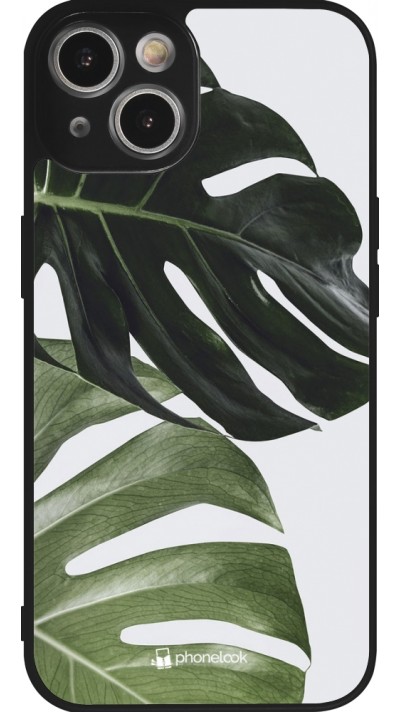 iPhone 14 Case Hülle - Silikon schwarz Monstera Plant